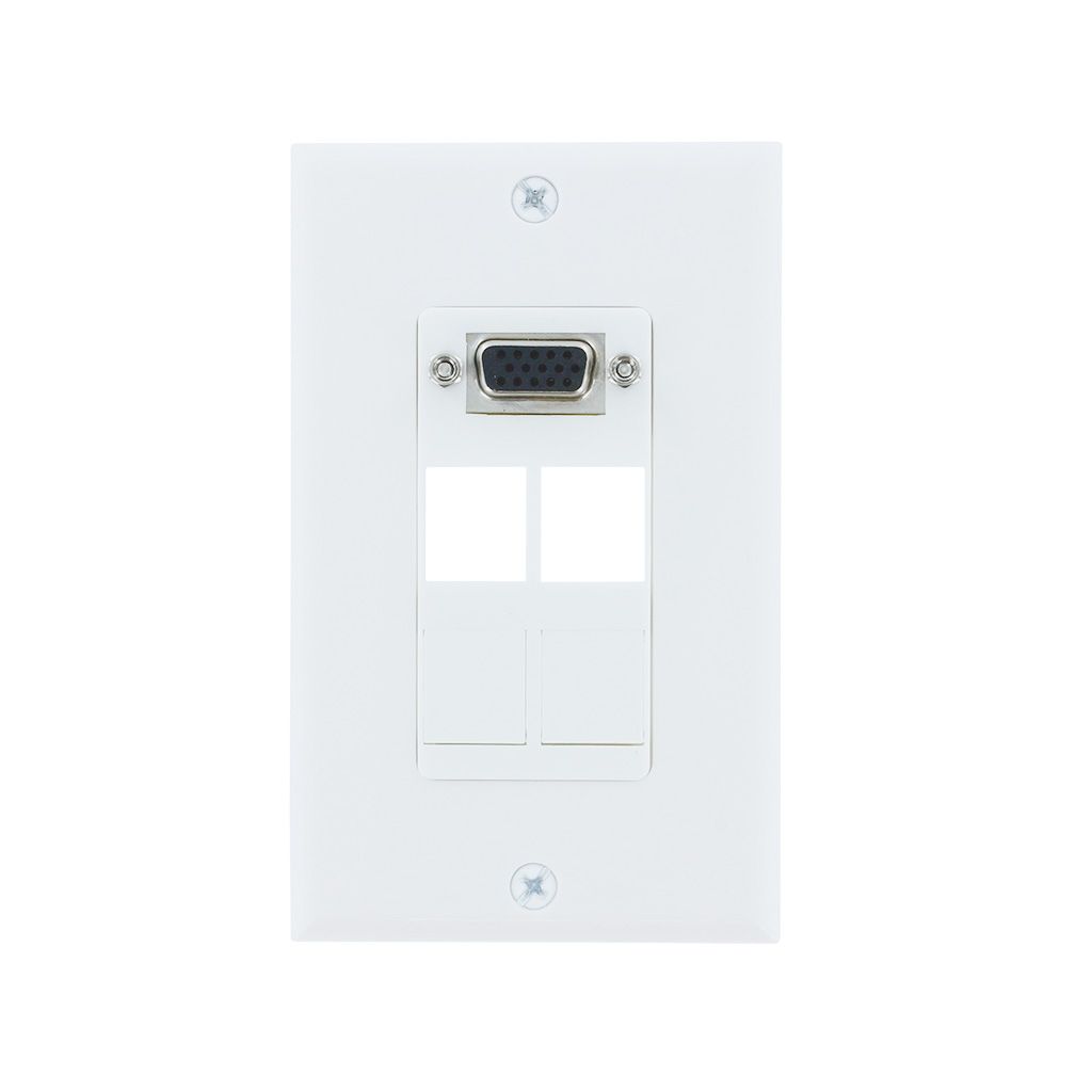 1-PORT VGA + 4-BLANK DECORA WALL PLATE - WHITE