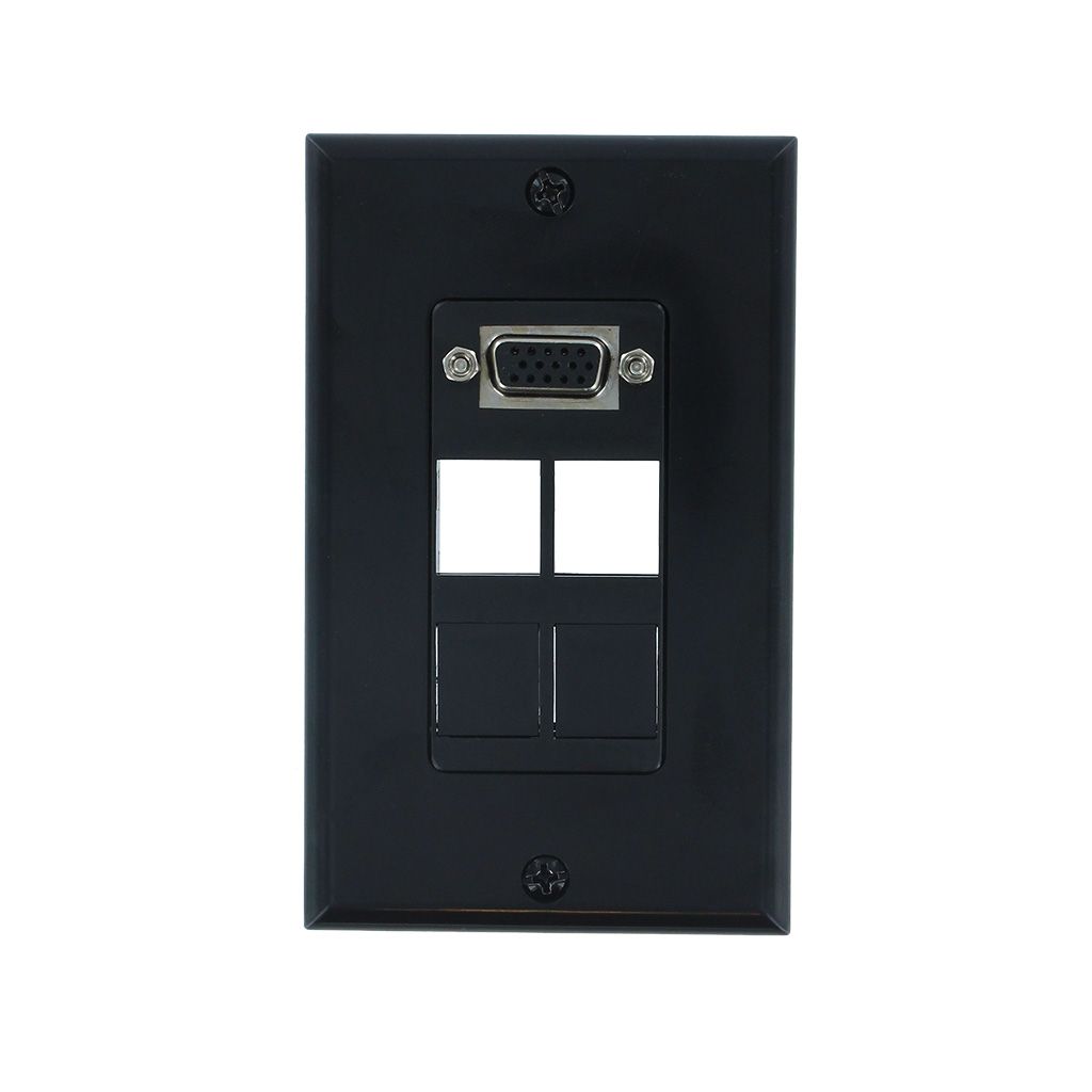 1-PORT VGA + 4-BLANK DECORA WALL PLATE - BLACK