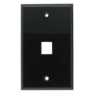 1-PORT PLASTIC KEYSTONE WALL PLATE - BLACK