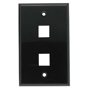 2-PORT PLASTIC KEYSTONE WALL PLATE - BLACK