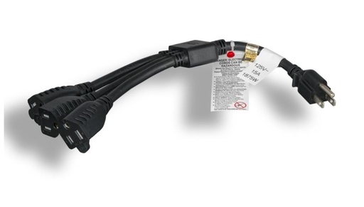 [MC304BA] 18 INCH POWER EXTENSION SPLITTER CABLE NEMA 5-15P TO 3 X 5-15R