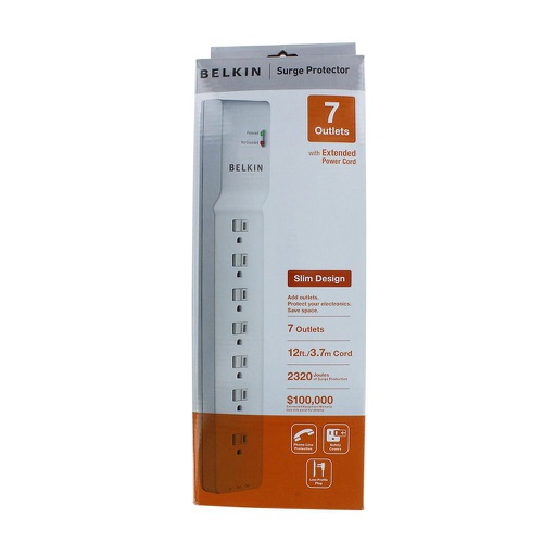 [BE712SP] BELKIN 7 OUTLET POWER BAR WITH 12' CORD