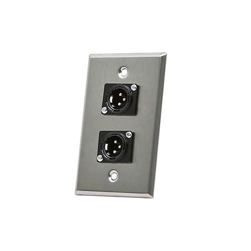 [WPXLRM2] 2-PORT XLR MALE (3 PIN) WALL PLATE - ZINC ALLOY 