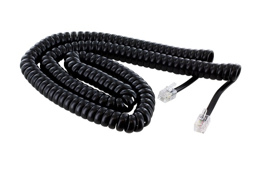 [PW440] RJ9 RJ22 4P4C 12' COILED HANDSET CORD - BLACK