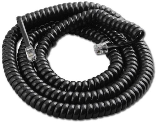 [PW440A] RJ9 RJ22 4P4C 25' COILED HANDSET CORD - BLACK