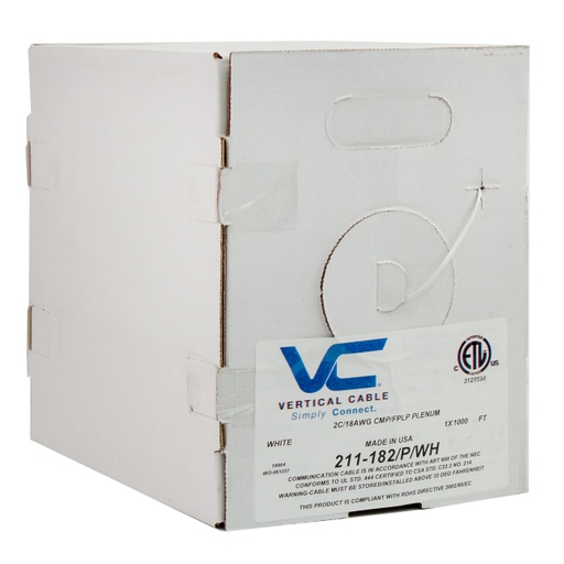 [NC182P] VERTICAL CABLE 1000' 18AWG-2C STRANDED CABLE PLENUM (FT6/CMP)