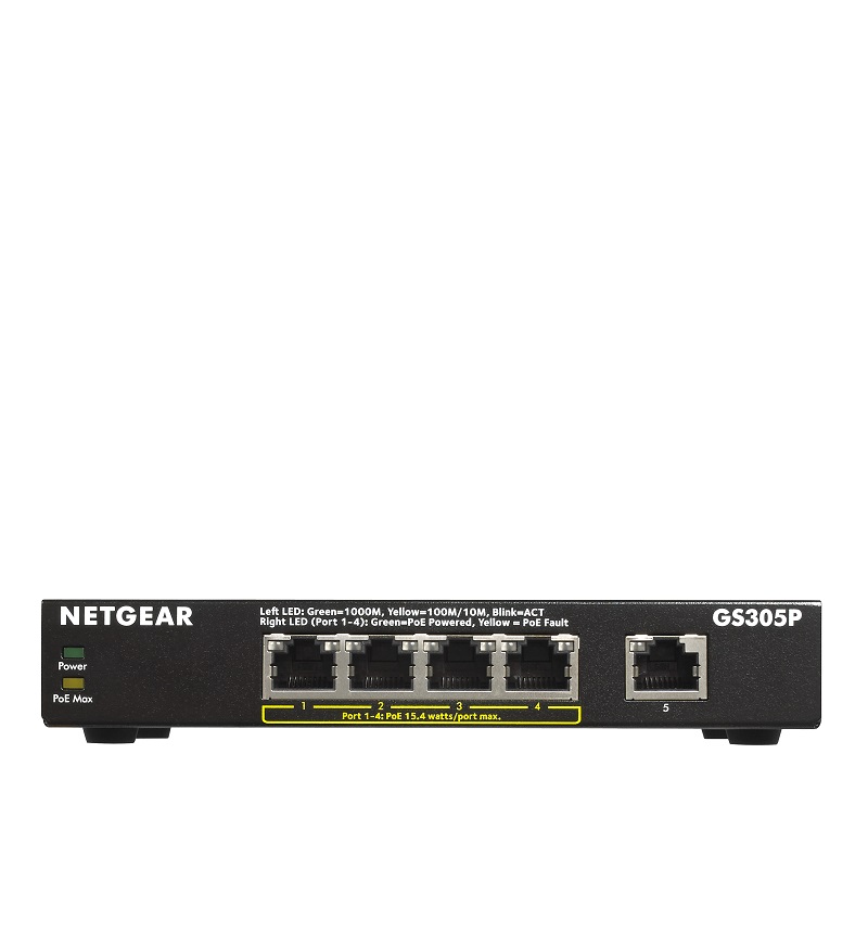 NETGEAR 5 PORT GS305P POE ETHERNET SWITCH (63W) | Lin Haw