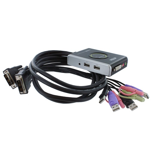 [CS682] ATEN 2-PORT DVI/USB KVM SWITCH W/CABLES