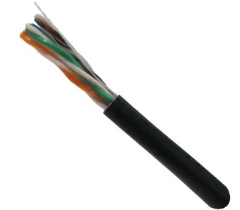 [PW512] CAT5E 1000' BLACK SOLID UTP DIRECT-BURIAL GEL-FILLED NETWORK BULK CABLE