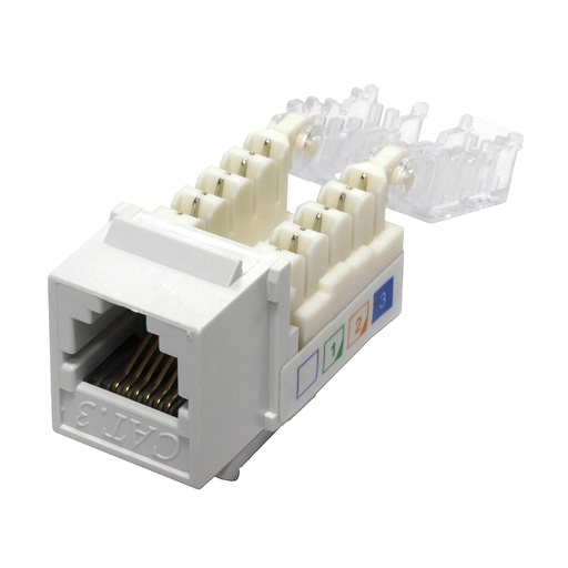 [SJ646W] RJ12 CAT3 SLIM WHITE KEYSTONE JACK (TOOL-LESS)