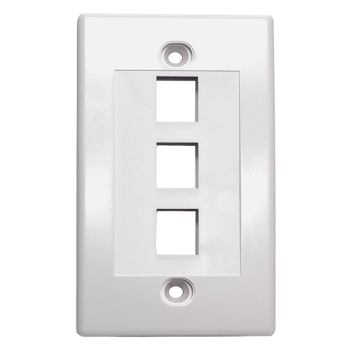 [SJ703] 3-PORT PLASTIC KEYSTONE WALL PLATE - WHITE