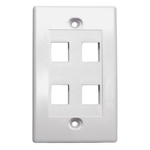 [SJ704] 4-PORT PLASTIC KEYSTONE WALL PLATE - WHITE