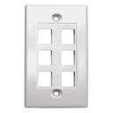 [SJ706] 6-PORT PLASTIC KEYSTONE WALL PLATE - WHITE