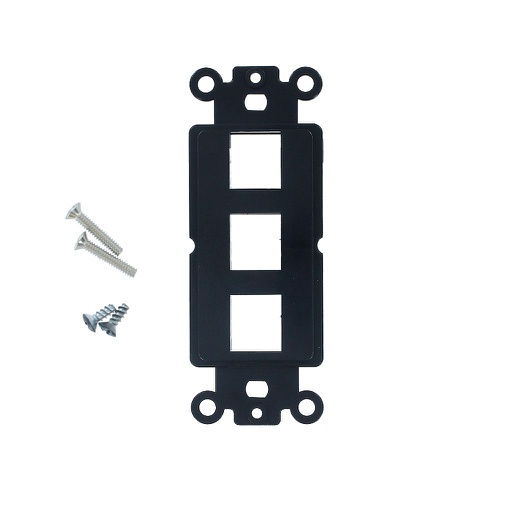 [SJ803BK] 3-PORT DECORA STRAP KEYSTONE INSERT - BLACK