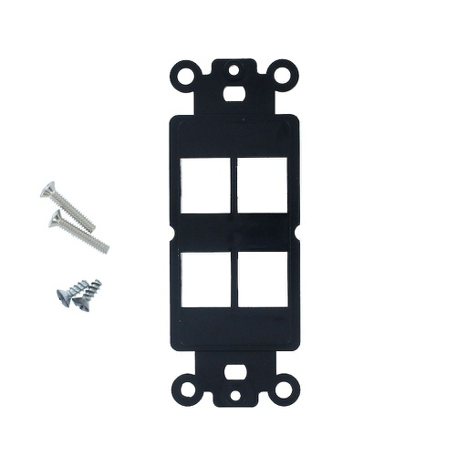 [SJ804BK] 4-PORT DECORA STRAP KEYSTONE INSERT - BLACK