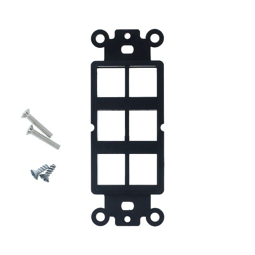 [SJ806BK] 6-PORT DECORA STRAP KEYSTONE INSERT - BLACK