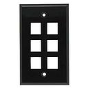 [SJ706BK] 6-PORT PLASTIC KEYSTONE WALL PLATE - BLACK