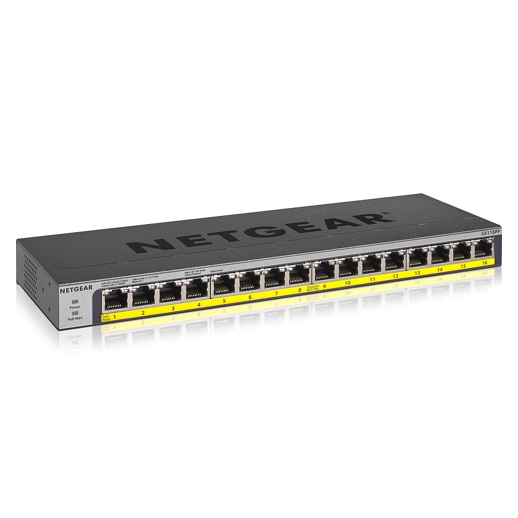 [NGGS116PP] NETGEAR PROSAFE 16 PORT POE/POE+ UNMANAGED GIGABIT SWITCH (183W)