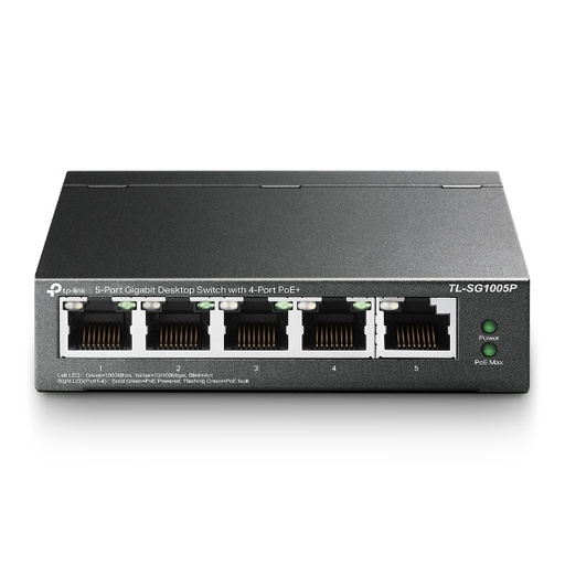 [TLSG1005P] TP-LINK 5-PORT GIGABIT DESKTOP SWITCH WITH 4-PORT POE+