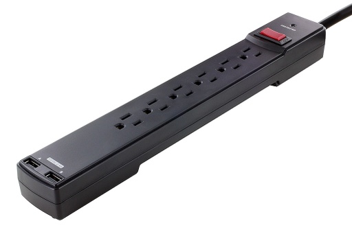 [MC626U] POWER BAR 6 OUTLETS 6' 1080J SURGE + 2 USB CHARGING PORT